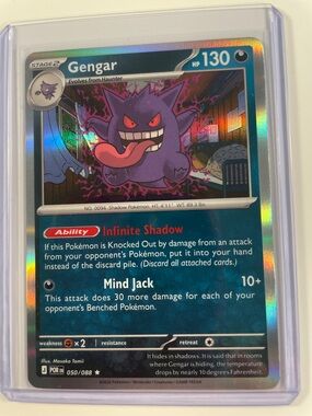 Pokemon Gengar Holo Card - Purple, Red, Black, Blue
